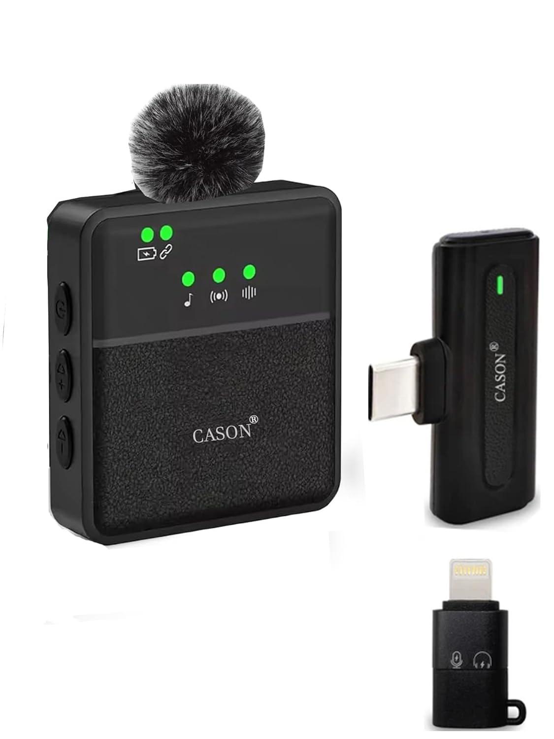 CASON SX8 Wireless Mic for You Tube & Content Creators with Ultra Noise-Cancelling Feature and 20m Long Range Microphone for Vlogging with iPhone/Android Devices(1mic)