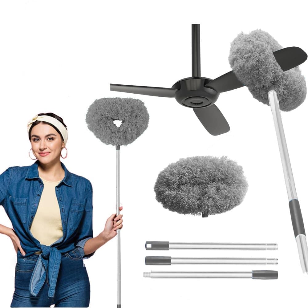 Fulminare Fan Cleaner Brush with Long Rod Flexible Fan Cleaning Mop Microfiber Dust Cleaner Foldable Duster for Home Cleaning Microfiber Duster for Cleaning of Home, Kitchen, Car, Ceiling (King)