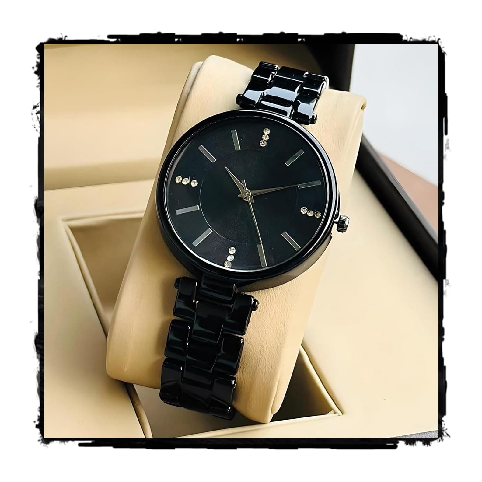 styledose Women Analogue Wrist Watches for Women's & Girls&Miss&Ladies Diamond Studded Dial Rosegold Colored Stylish Bracelet Strap (Butter Black)
