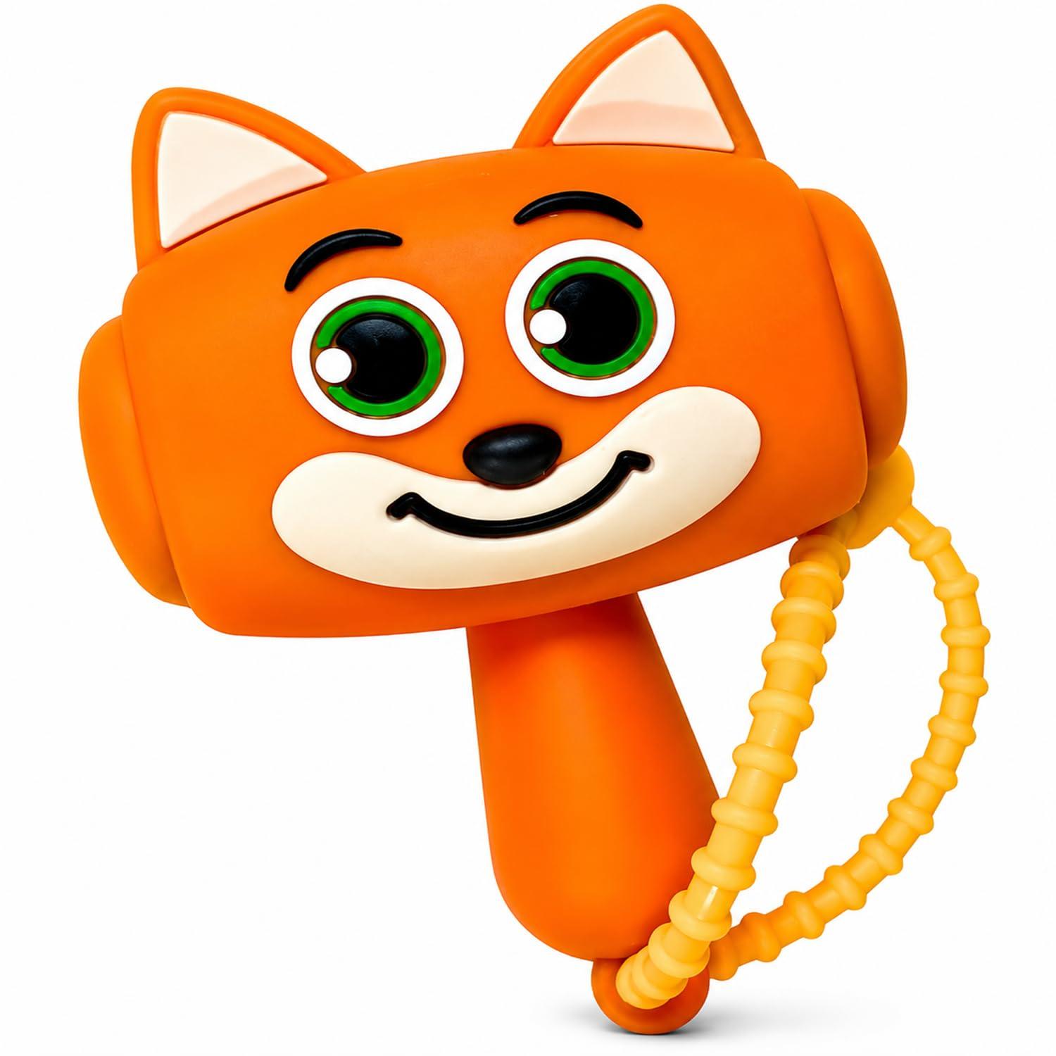 Babique ChuChu Toys Cute Cartoon Fox Hammer Keychain with Sound | Press & Shake Musical Sensory Toy | Soft Grip Handheld Toy for Babies, Toddlers & Kids | Travel-Friendly Gift | Pack of 1