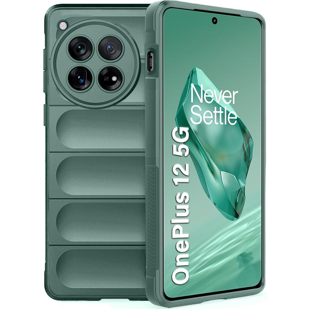 TheGiftKart Liquid Silicon Back Cover Case for OnePlus 12 5G | Shockproof Military Grade Protection | Micro-Fibre Cloth On Inner Side | Built-in Anti-Slip Grip OnePlus 12 5G Back Cover (TPU, Green)