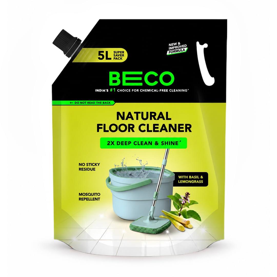 Beco Natural Floor Cleaner | 5 Litre | Natural Formula with Lemongrass and Basil Freshness