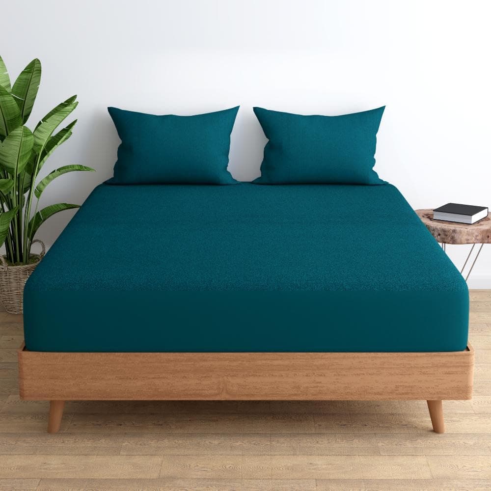 Wakefit Water Proof Bamboo Terry Mattress Protector | Teal | Machine Washable | Super Soft | Fits Mattress Upto 10 inches