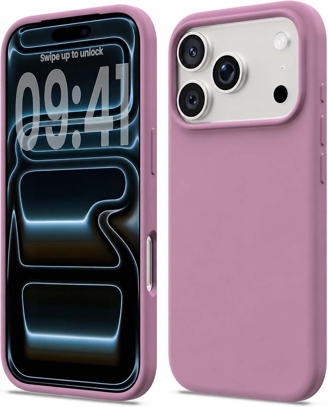 DIZORO Compatible with iPhone 17 Pro Case (2025), Liquid Silicone 3 Layers Full Covered Soft Gel Rubber Shockproof Protective Cover with Anti-Scratch Microfiber Lining - Lilac
