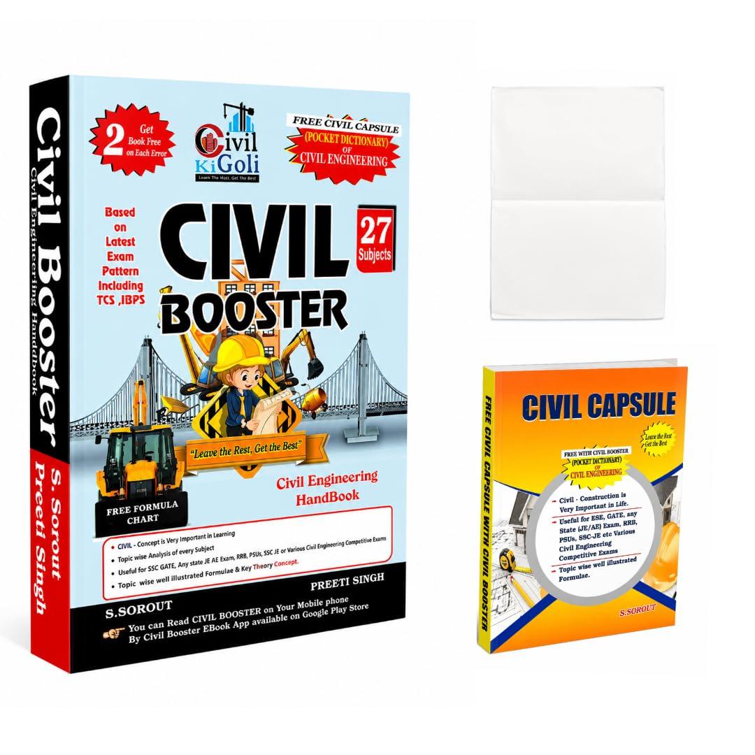 Civil Booster 2026 Edition Civil Engineering Hand Book by S Sorout - 27 Subjects - Includes 1 Chart & Capsule Book