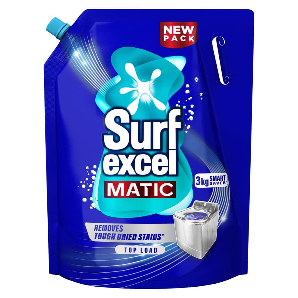 Surf Excel Matic Top Load Liquid Detergent 3kg Refill ||Specially Designed To Remove Tough Dried Stains, 1st time In Washing Machine