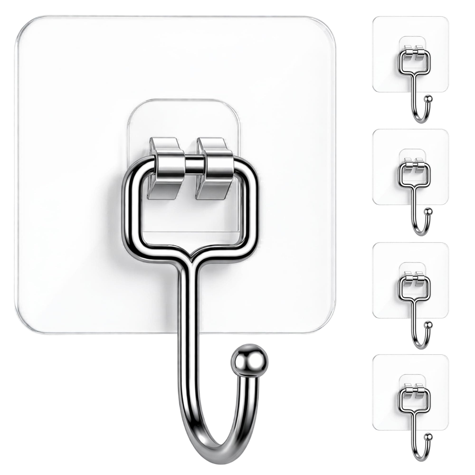 DALUCI Big Size Self Adhesive Hooks Transparent Wall Hooks for Hanging – Heavy Duty Wall Hanger Hook for Bathroom, Kitchen, Home & Office, Towels & Utensils – Hooks for Wall Heavy Items (Big Hook, 5)