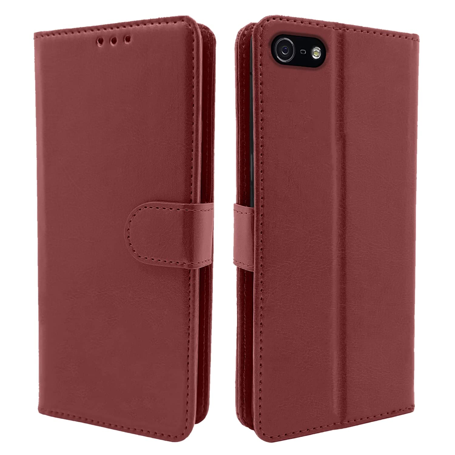 Pikkme Flip Case Leather Finish | Inside TPU with Card Pockets | Wallet Stand and Shock Proof | Magnetic Closing | Complete Protection Flip Cover for iPhone 6 / 6s (Brown)