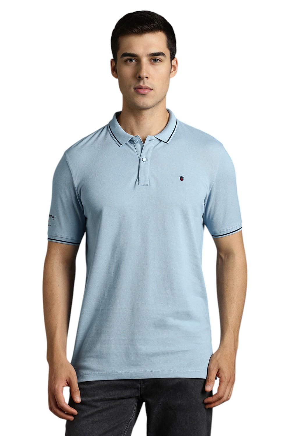 Louis Philippe Men Cotton Solid Slim Fit T-Shirt (LRKPCSLFK37313_Blue 2XL)