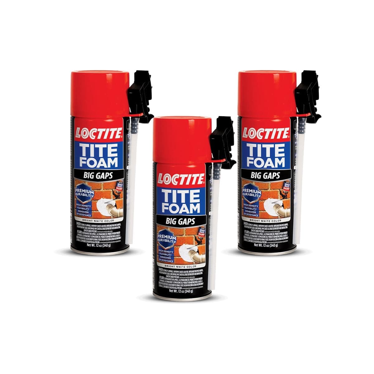 Loctite Tite Foam PU sealant|Expanding Foam for large gaps filling|keeps dust and pests aways|DIY dries fast|waterproof|no shrinkage|easy application|doors|PVC pipe|bathroom|AC ducts|White|340g x 3