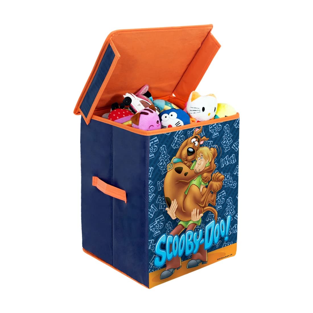 PrettyKrafts Scooby-Doo Larger Storage Cubes [1-Pack] Foldable Storage Boxes with Lids, Collapsible Storage Bins Organizer Basket with Sturdy Handles for Home, Nursery, Closet (11“ x 11” x 15"), Blue