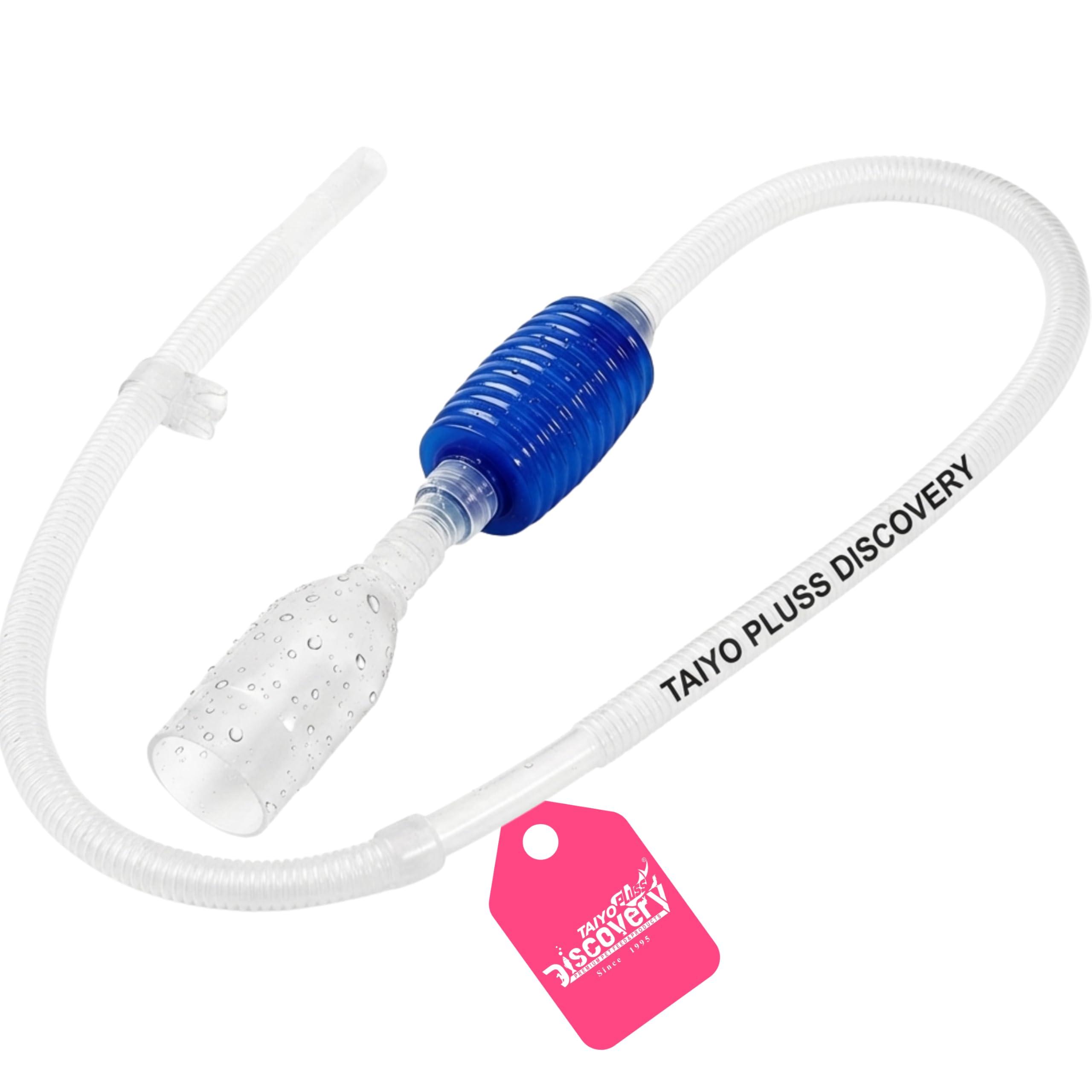Taiyo Pluss Discovery Aquarium Siphon Pump & Gravel Cleaner | Fish Tank Water Changer & Siphon Vacuum Cleaning Tool for All Aquariums (Blue - White) (1.7 M)