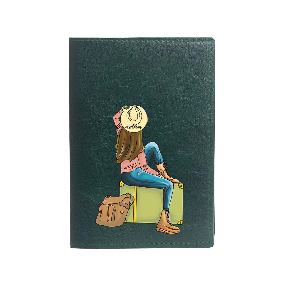 The Messy Corner Unisex Vegan Leather Passport Cover | Classy & Stylish Printed Travel Case | (Forest Green, Wanderlust)