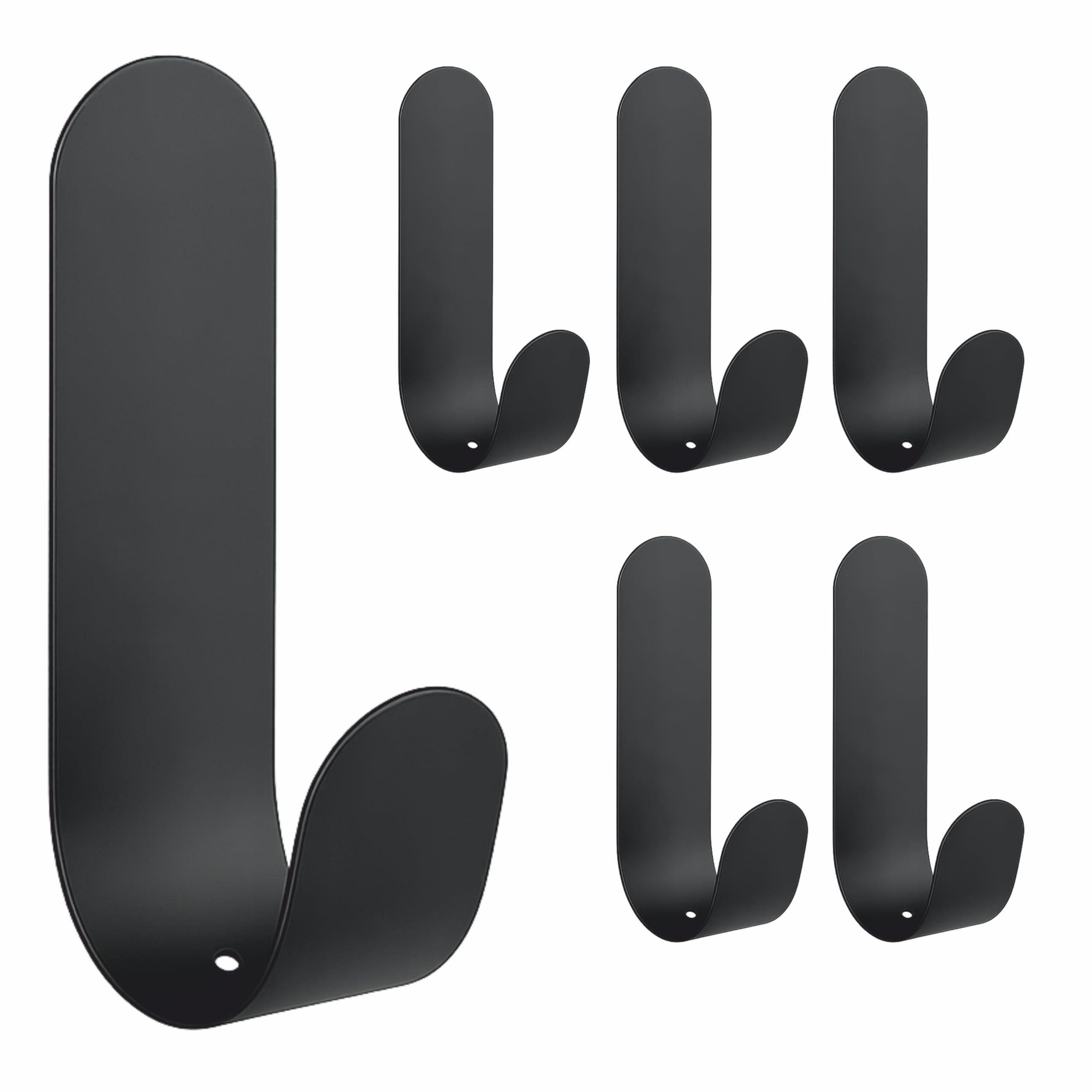 JIALTO 6 pcs Self-Adhesive Waterproof Stainless Steel Hooks: Heavy-Duty Wall Hangers for Bathroom & Kitchen - No Drill Needed, Strong Hold for Coats and Towels (L Hook)