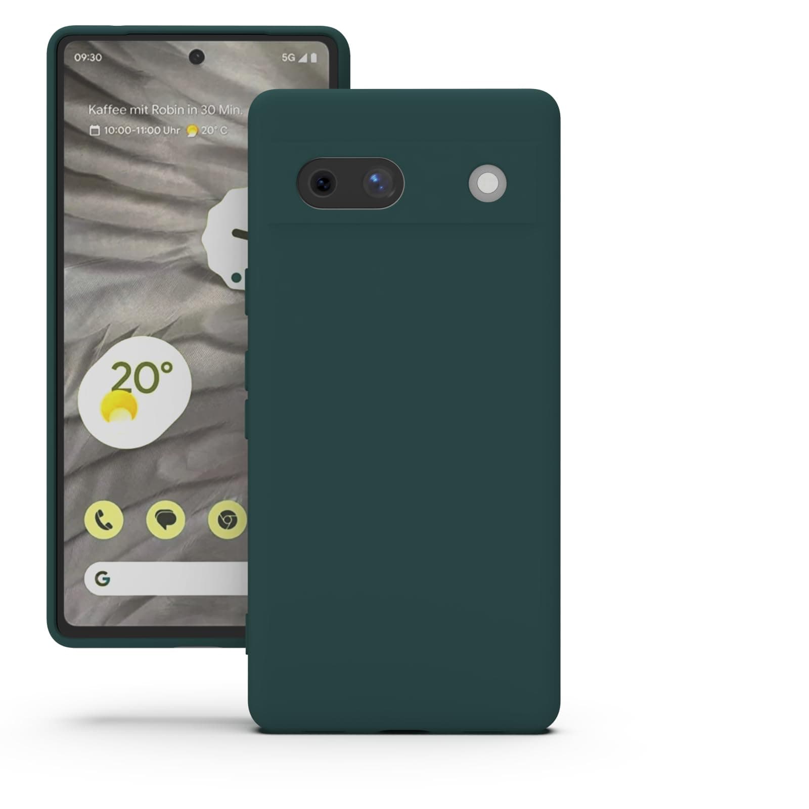 YATWIN Silicone Back Case for Google Pixel 7A, Soft-Touch Phone Back Cover for Google Pixel 7A - Dark Green