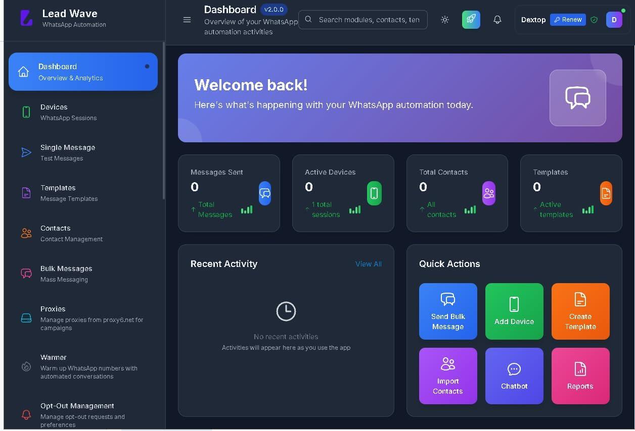 Lead Wave WhatsApp Bulk Message Sender & Marketing Automation Software | WA Bulk Sender Desktop App | Bulk Campaign Tool | whatsapp Bulk Sender I1 Month Validity