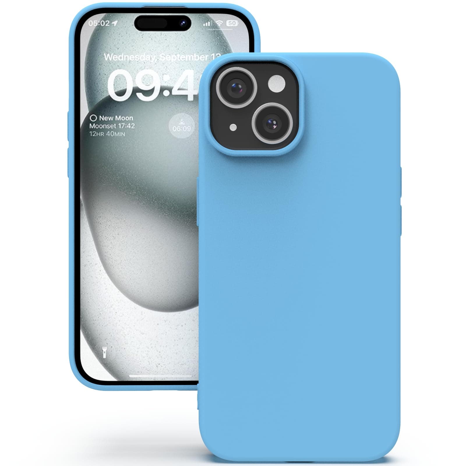YATWIN Silicone Back Case for iPhone 15 Plus, Soft-Touch Phone Back Cover for Apple iPhone 15 Plus - Sky Blue