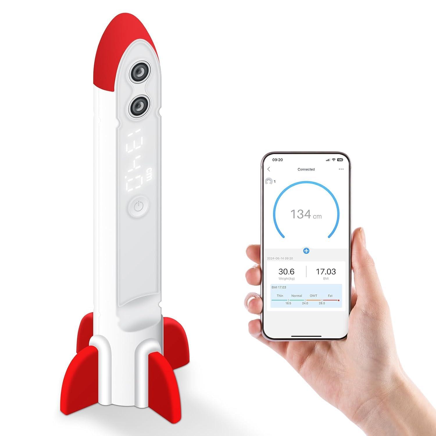 MCP Digital Ultrasonic Height Measurement Machine with Bluetooth and app – Accurate, App-Controlled, Portable with LED Display height Measurement Stadiometer Height Scale for kids and adults. (Rocket)