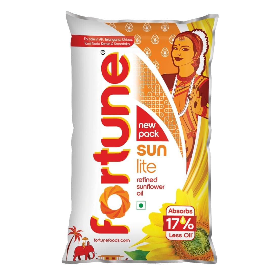Fortune Sunlite Refined Sunflower Oil, 840gm/910gm Pouch (Weight May Vary)
