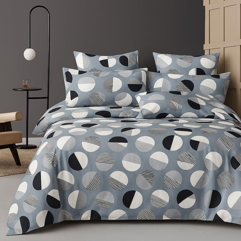 BSB HOME 300 TC Microfiber XXL Soft Cotton Super King Size Bedsheet for Double Bed, King Size 108 Inches X 108 Inches, 9 Feet, 275 X 275 cm with 2 Large Size Pillow Covers - Charcoal Black