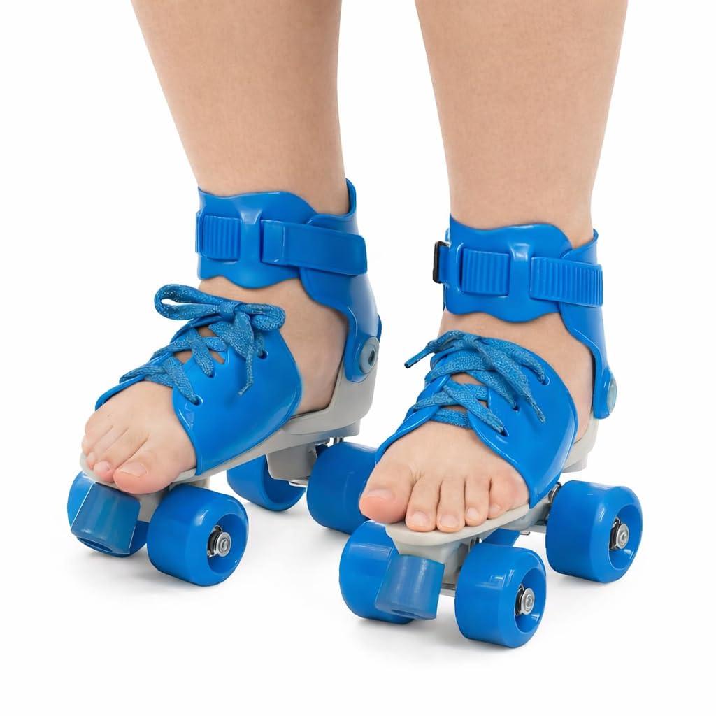 KAVANA Adjustable Inline Roller Skates for Kids Girls Age 4–12 | Beginner-Friendly Skating Shoes with Front Brake & Polyurethane Wheels | Skates for Boys & Girls 4+ Years (Multicolor) (Blue)