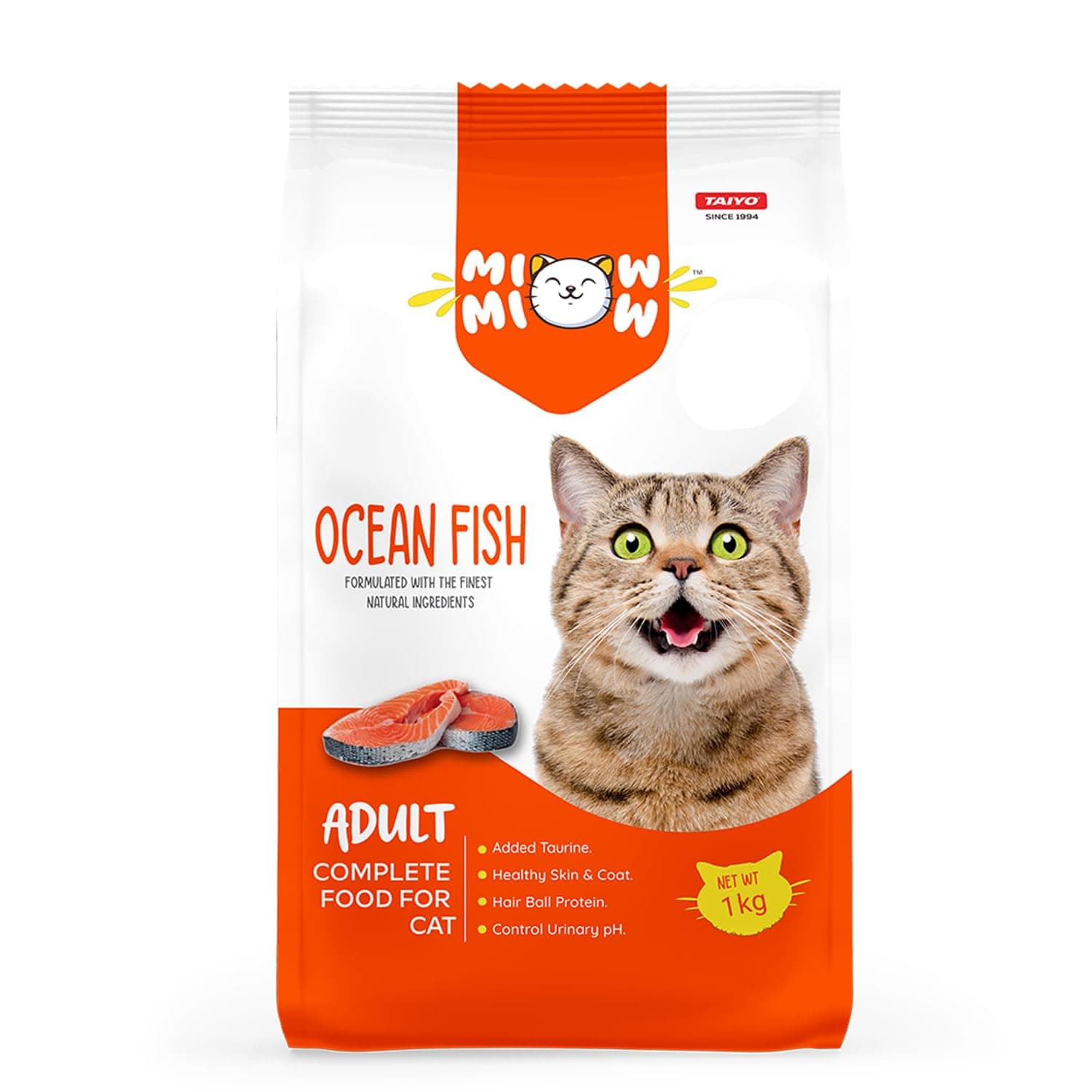 TAIYO Miow Miow Adult Cat Food, Ocean Fish Flavour, 1Kg | Dry Cat Food, Complete and Balanced Diet, Formulated with Finest Natural Ingredients, Vitamins and Minerals