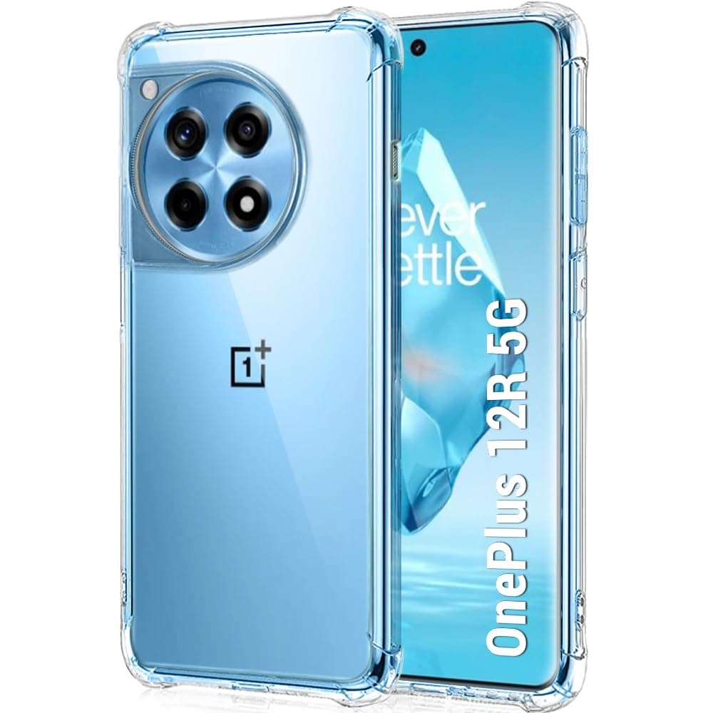 TheGiftKart Crystal Clear Back Cover Case for OnePlus 12R 5G | Raised Bumps for Camera & Screen Protection | Ultra Clear Soft Silicone Back Cover Case for OnePlus 12R 5G (TPU, Transparent)