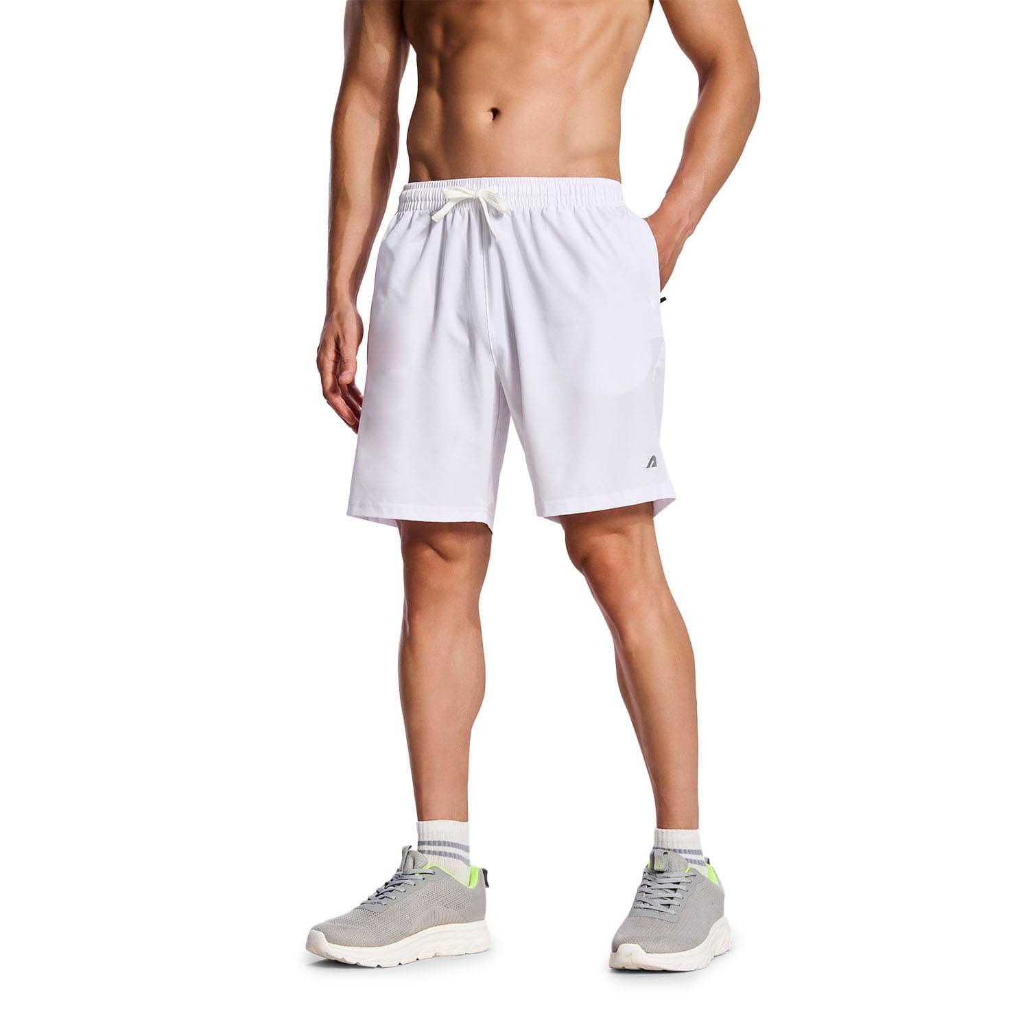 Boldfit Sports Shorts for Man Quick Dry Stretchable Gym Short for Men Workout Lightweight Running Short for Men Bermuda Shorts for Man, White, L
