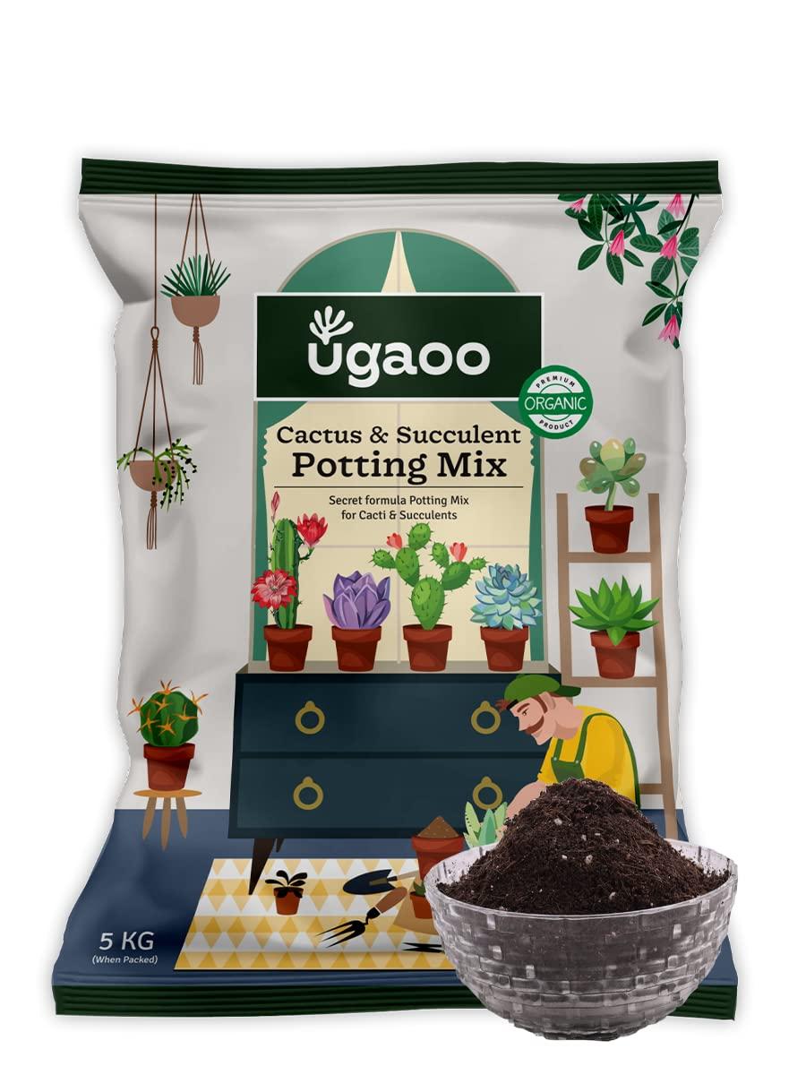 UGAOO Cactus & Succulents Soil Mix - 5kg | Well-Draining, Aerated Cactus Soil Mix for Strong Root Growth