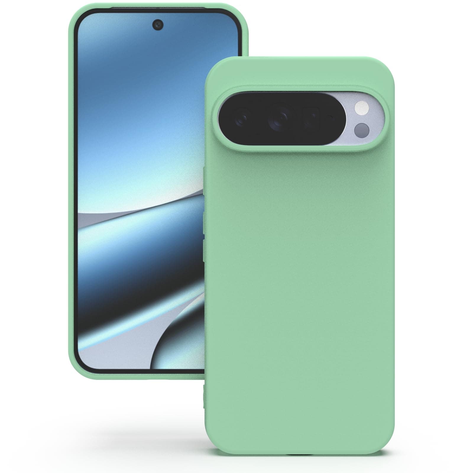YATWIN Silicone Back Case for Google Pixel 10 Pro XL, Soft-Touch, Shockproof Phone Back Cover for Google Pixel 10 Pro XL - Light Cyan