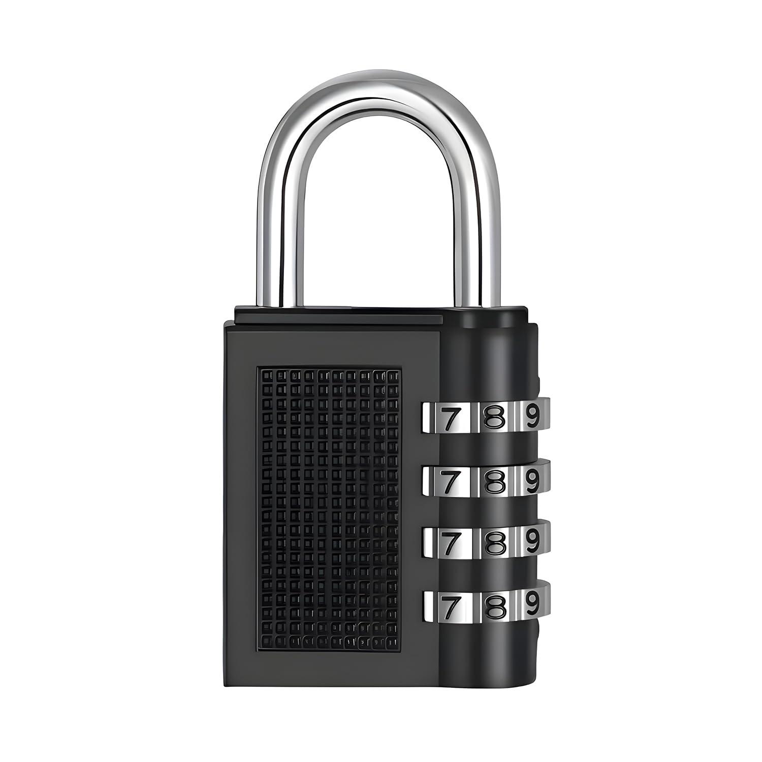 Oblivion Number Lock Set of 1 – Multicolour 4-Digit Number Combination Anti-Theft Metal Lock for Travel Bag, Luggage, Door, Tool Box, Resettable PIN Number Padlock (Initial Password 0-0-0-0)