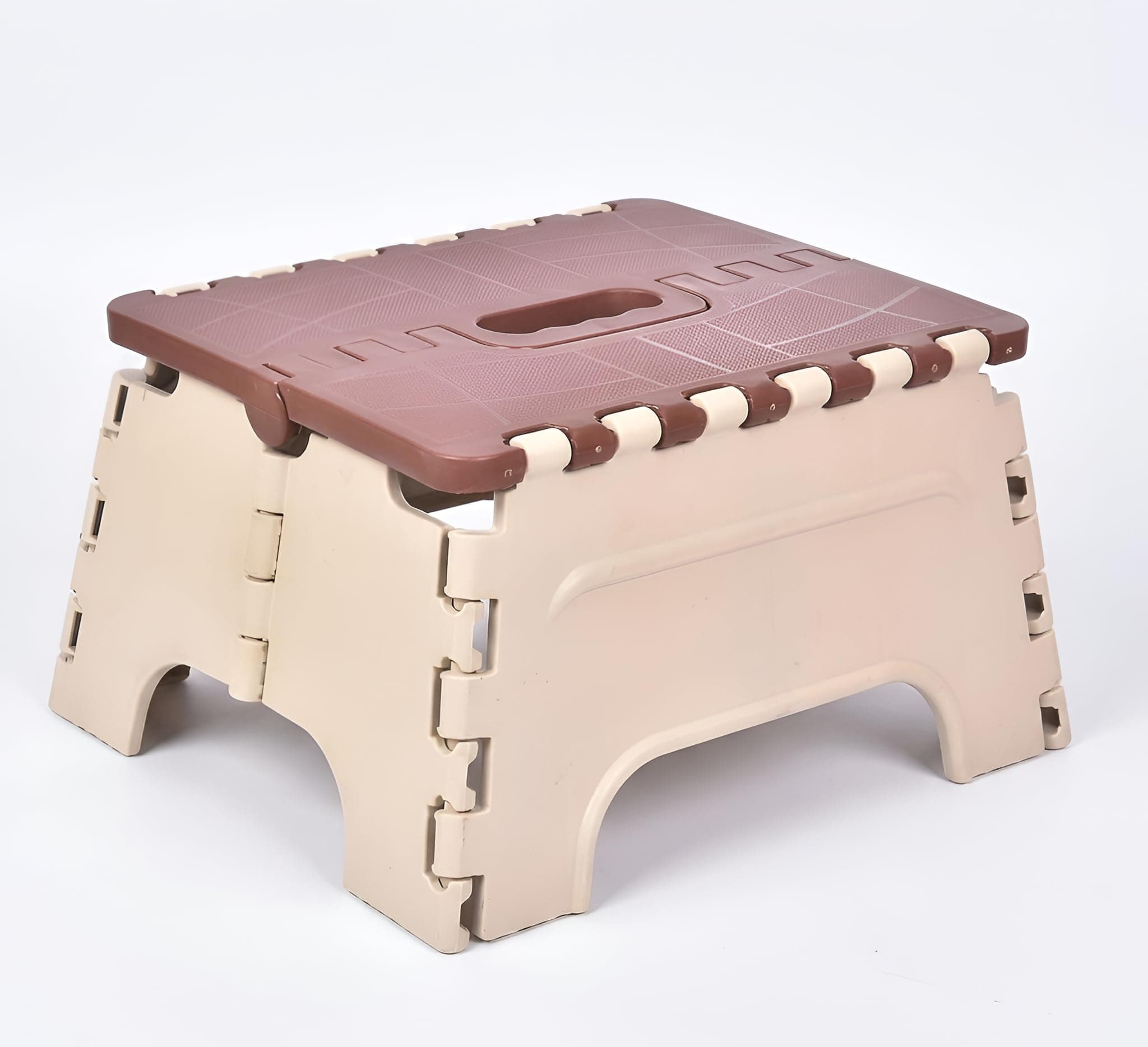 U-MAX 7 Inch Folding Stool – Compact, Portable Step Stool for Kids & Adults, Lightweight Plastic Design, Slip-Resistant, Ideal for Kitchen, Bathroom, Camping & Travel (Brown / 7")