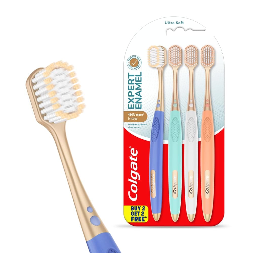 Colgate Expert Enamel Toothbrush 4 Pcs Set | Ultra Soft Bristles for Enamel