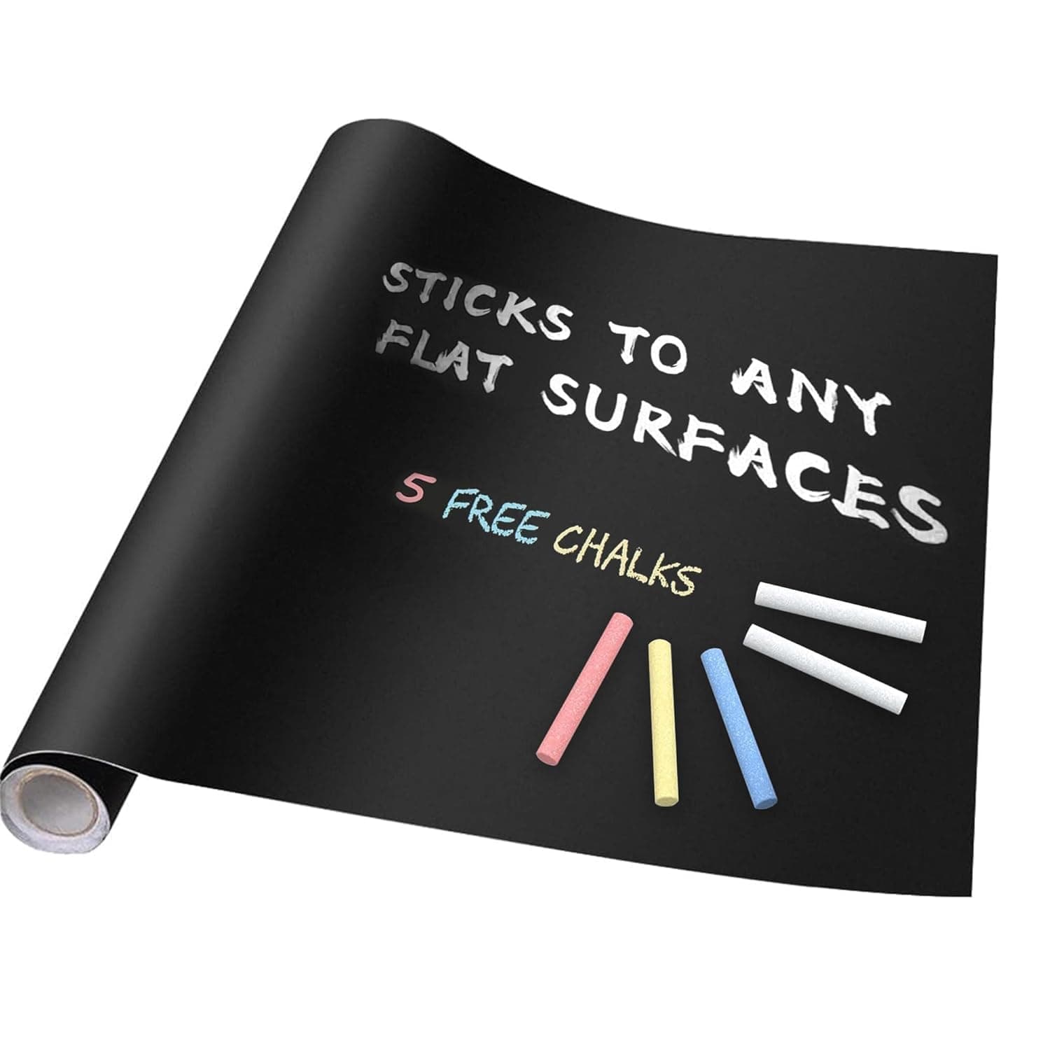 YAJNAS Black Chalkboard Sticker for Kids | Removable Wall-Mounted Blackboard for Home, School, Office | Includes 5 Colorful Chalks | Easy Install, Perfect for Creative Learning & Play - 2 x 6.5 Ft