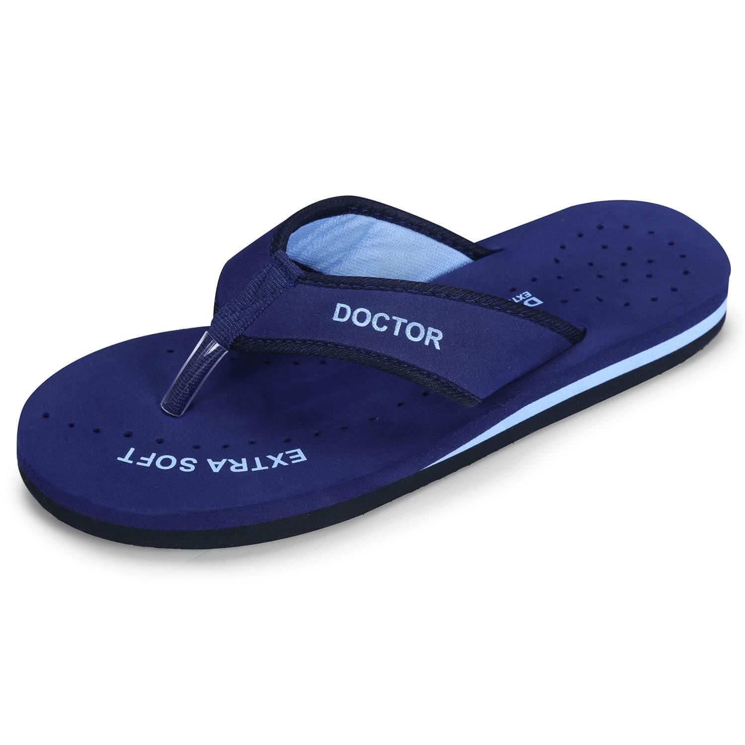 DOCTOR EXTRA SOFT Doctor Slippers for Women Orthopedic Diabetic Pregnancy Non Slip Lightweight Comfortable Flat Casual Stylish Dr Chappals and House Flip flops For Ladies and Girl’s D-22-Blue-8 UK