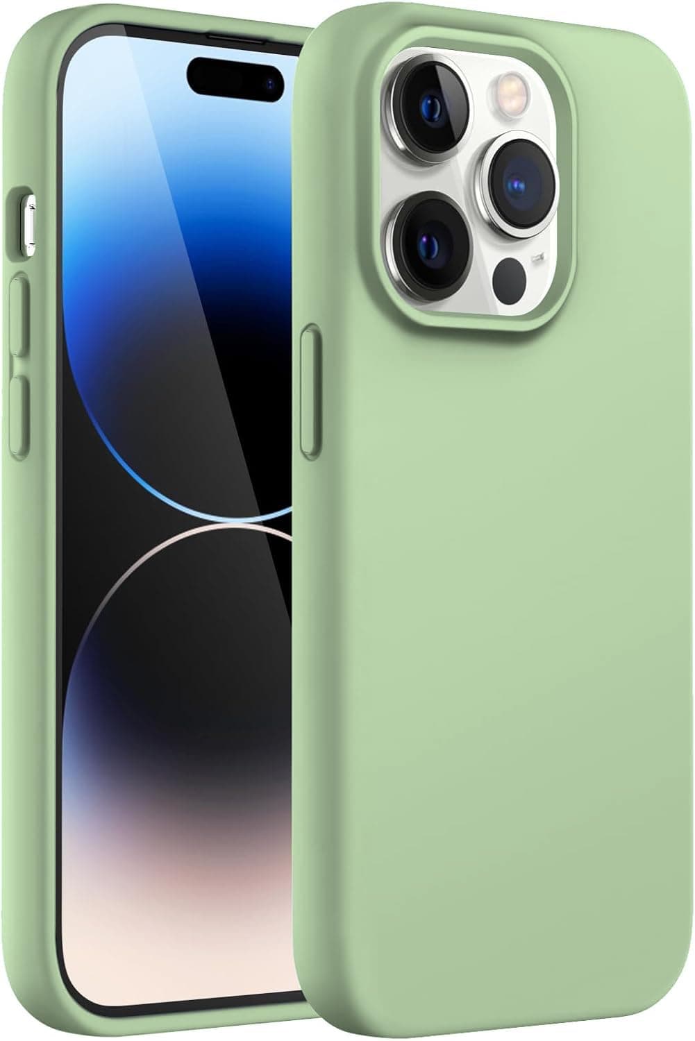 DIZORO® Silicone Back Case for iPhone 14 Pro Max, Soft-Touch Phone Microfiber Silicone Back Cover for iPhone 14 Pro Max-Matcha