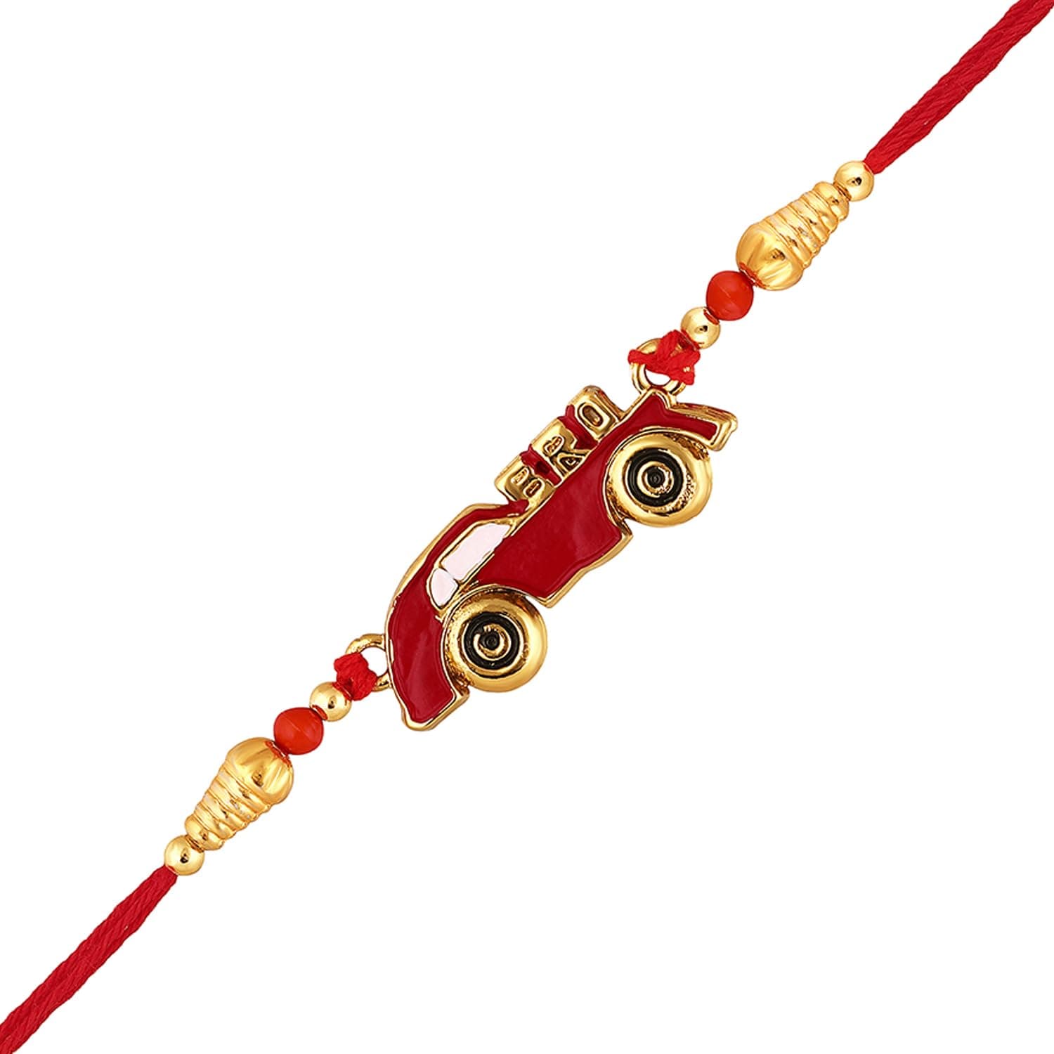 Mahi Red Meenakari Work Super Car Rakshabandhan Rakhi for Super Brother, Bhatija, Boy, Kids (RA1100740GC)