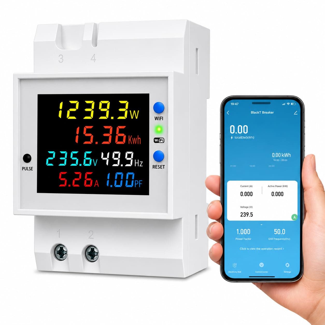 Blackt Electrotech BT710FM Multifunctional Digital Energy Meter - 6-in-1 AC Voltage, Current, Power & Energy Monitor with Built-In CT, 40-300V, 100A (With WIFI)