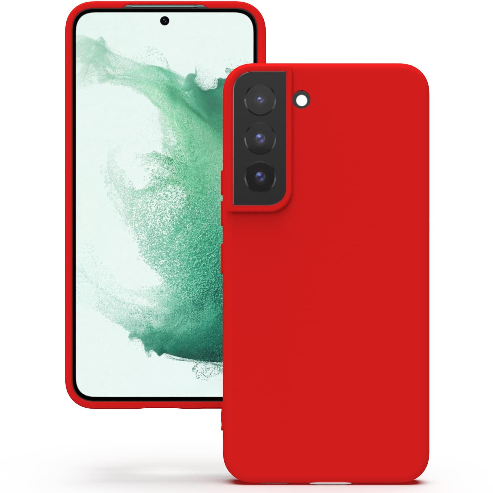 YATWIN Silicone Back Case for Samsung Galaxy S22, Soft-Touch Phone Back Cover for Samsung Galaxy S22 - Red