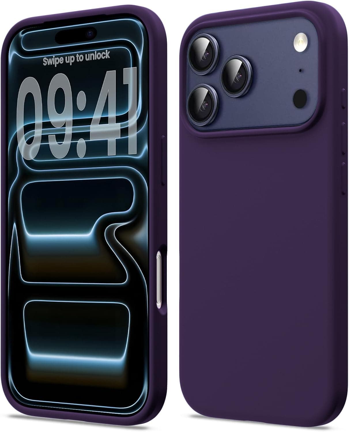 DIZORO Compatible with (iPhone 17 Pro Case)(2025), Liquid Silicone 3 Layers Full Covered Soft Gel Rubber Phone Case,Shockproof Protective Cover with Anti-Scratch Microfiber Lining- Deep Puple