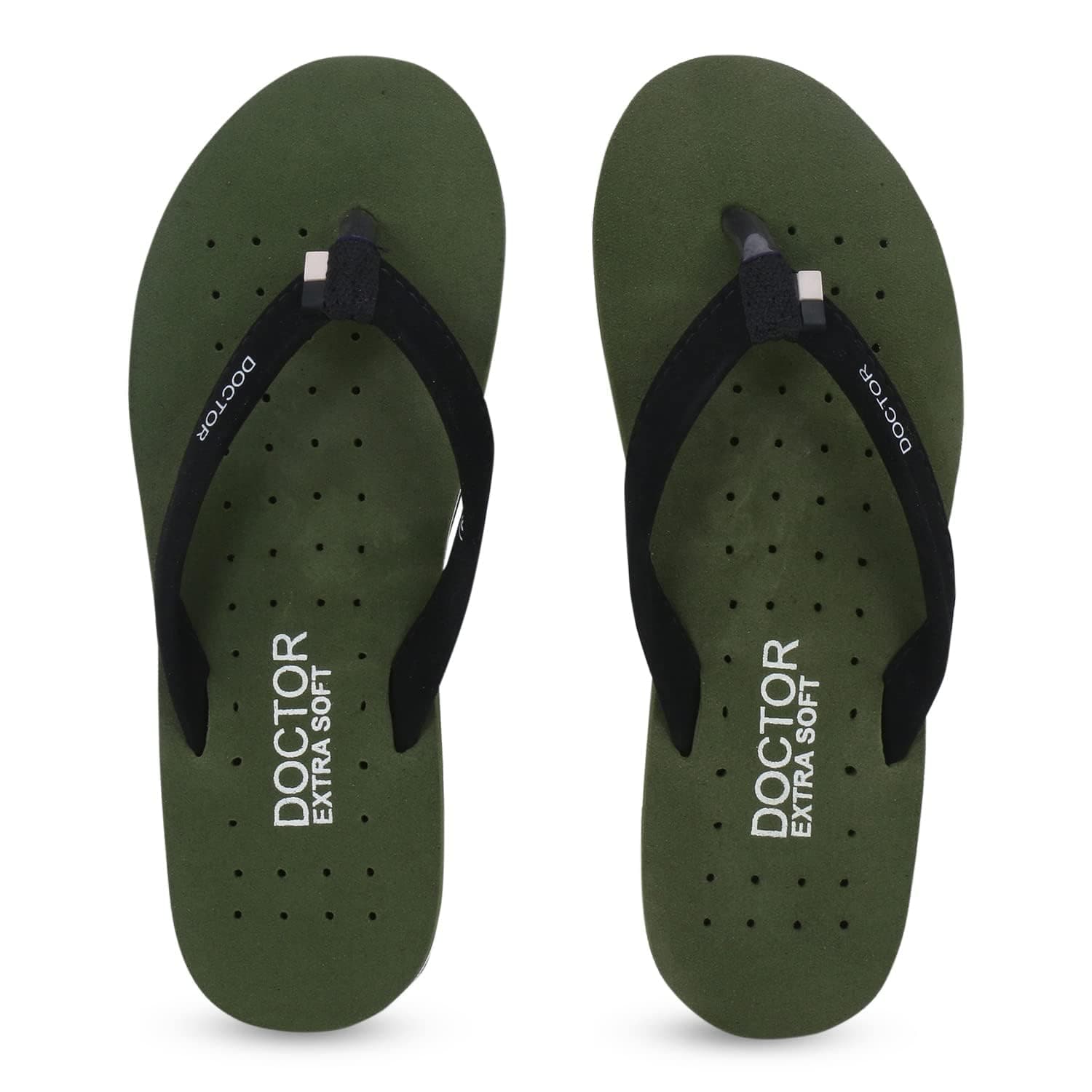 DOCTOR EXTRA SOFT Flat Ortho Care Diabetic Orthopaedic Pregnancy Super Comfort Dr Flipflops and House Slippers For Women's and Girl'sOR-D-19 Olive - 8 UK