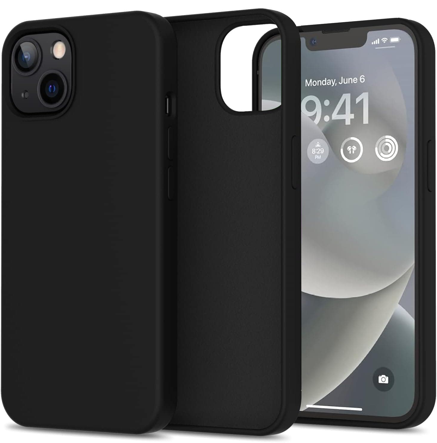 DIZORO® Microfiber Candy Case Compatible for iPhone 14 Plus, Shockproof Slim Back Cover Liquid Silicone Case- Black