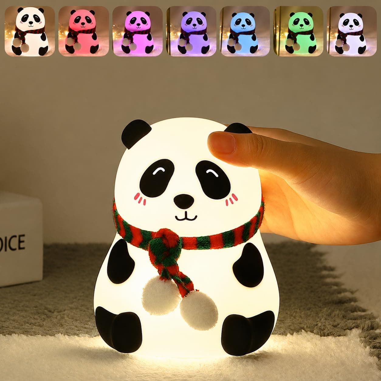 One94Store Rechargeable Silicone Panda Night Light for Kids | 7-Color LED Changing Lamp |Adorable Room Decor & Gift for Toddlers, Teens, & Valentine's Day Present|Soft BPA-Free Nightlight| Multicolour