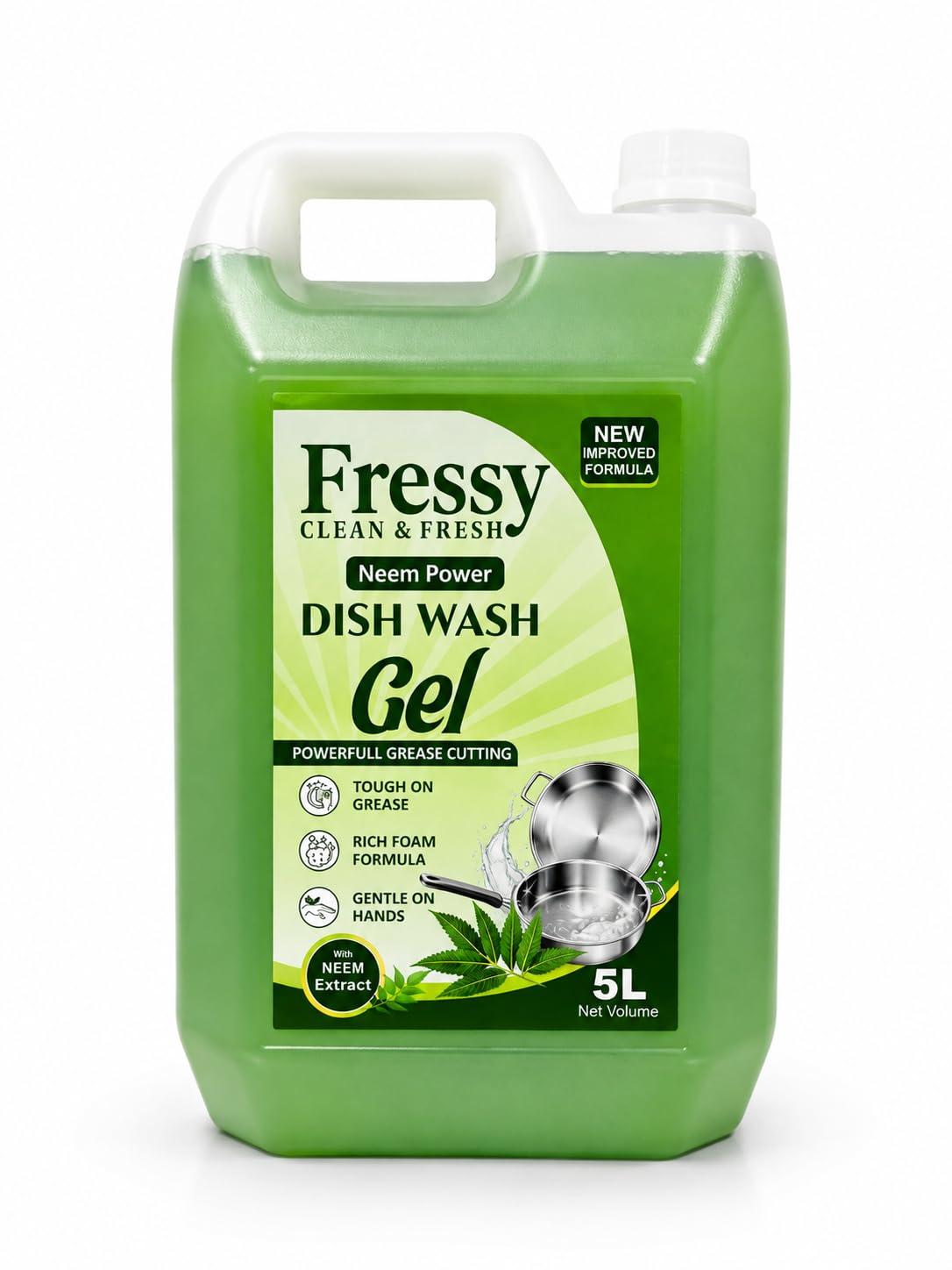 FRESSY Neem Dish Wash Gel Liquid, 5 L