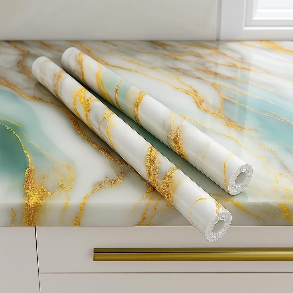 TEKCOOL Premium Wallpaper Stickers for Wall Kitchen Platform Home Decorative Waterproof Oil Proof 60 * 200 CM (Green Gold-1pc)'