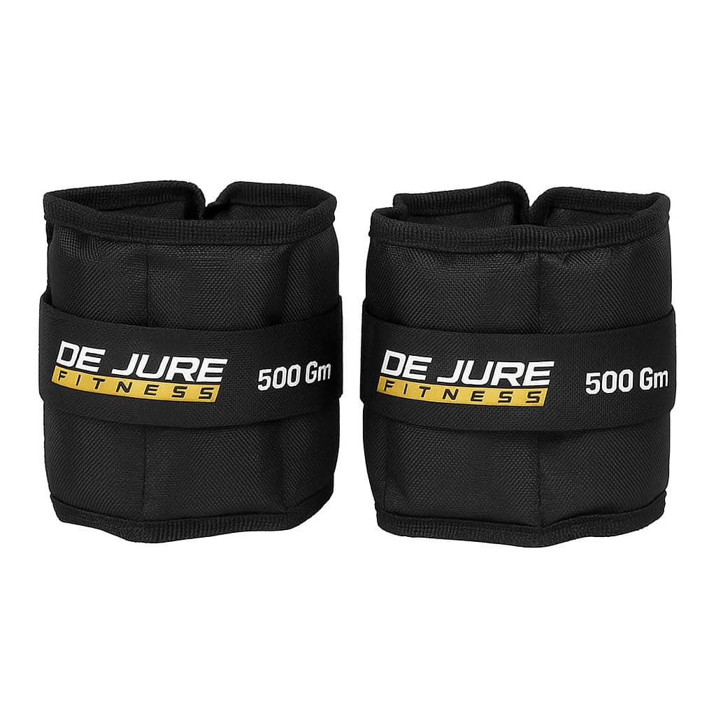 De Jure Fitness Adjustable Ankle & Wrist Weights Pair (0.5KG x 2) for Men & Women | Strength Training, Walking, Running, Workout, Yoga | Comfortable, Durable | Black – 1KG