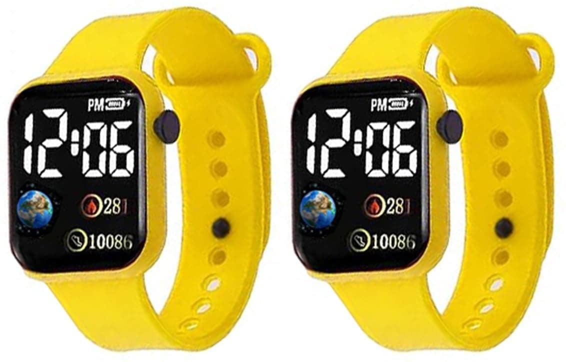 Acnos® Premium Yellow LED Display Digital Watch for Kids - Waterproof Sports Square Electronic Watch for Boys and Girls