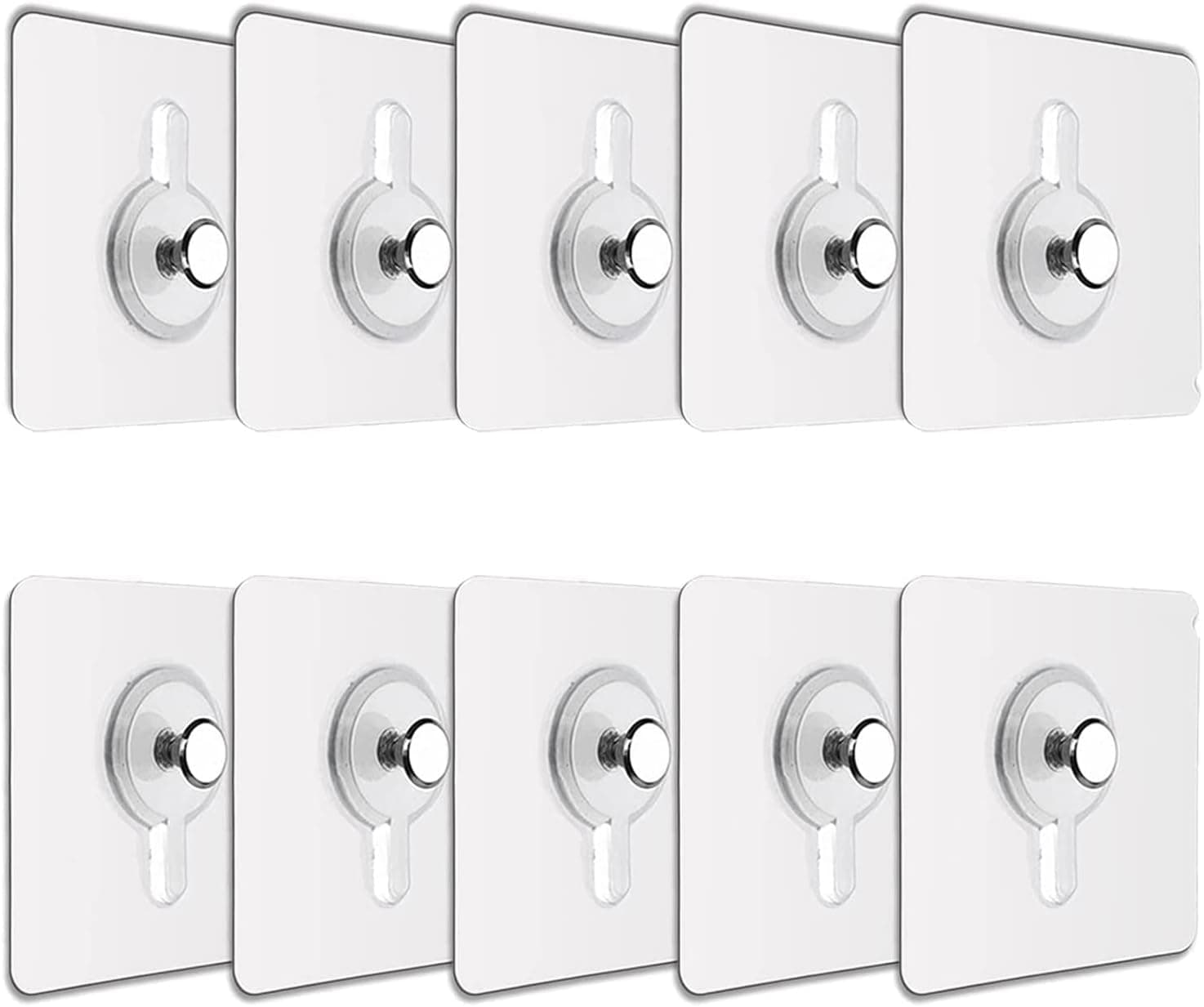 JIALTO Plastic 10 Pcs Self Adhesive Wall Hooks - Heavy Duty Transparent Hook for Photo Frames, Wall Clocks, Keys - No Damage, Easy Installation