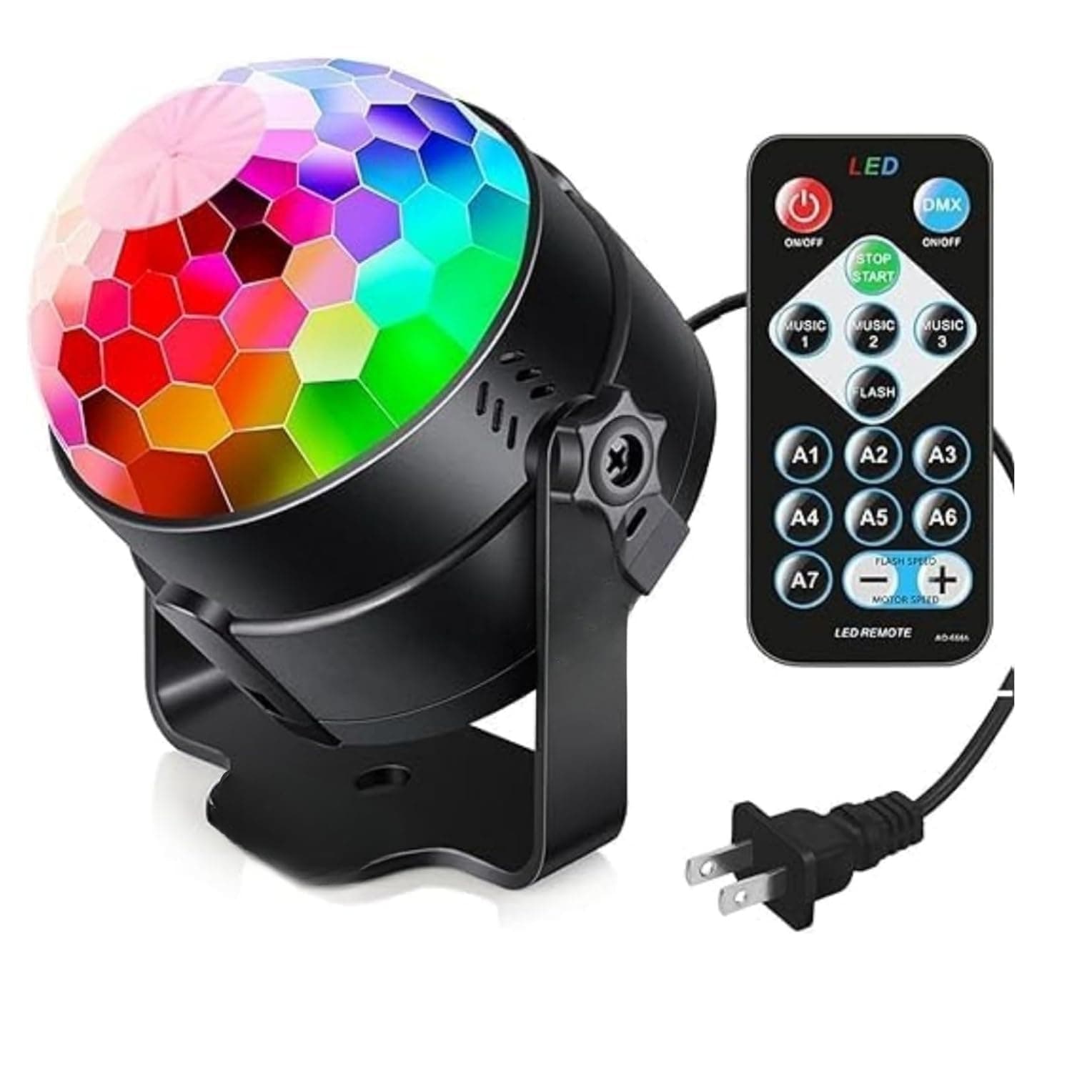 Veemok Sound Activated RGB Disco Ball Party Light with Remote (Pack-1)