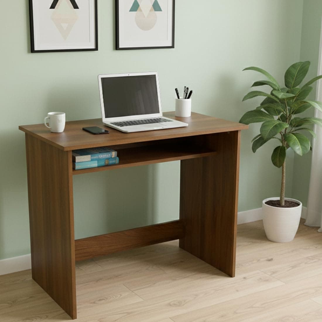 Wudyhub Computer Home/Office Desk | Writing Study | Laptop Table | Modern Simple Desk | Small Desks for Small Spaces | Sturdy Desk for Home, Office, Bedroom, Living Room (ST-02-Brown)